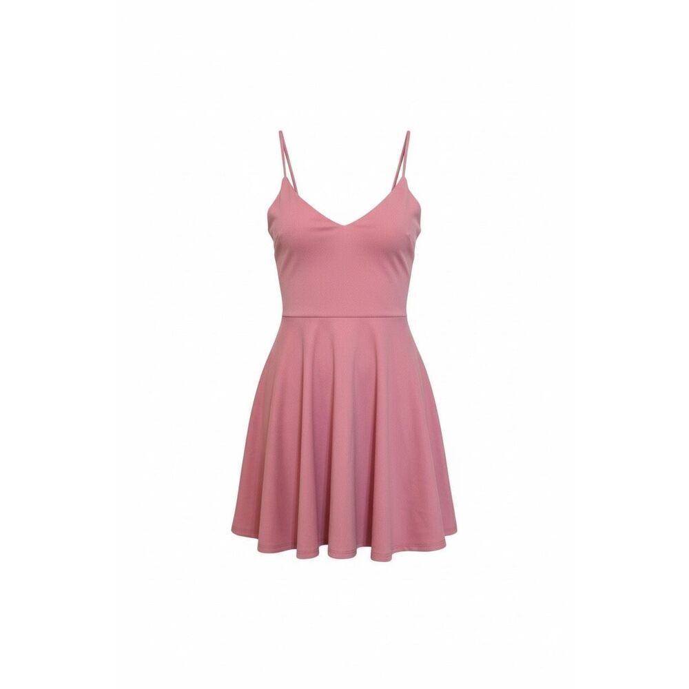 NWOT Windsor V-Neck Sleeveless Spaghetti Strap Skater Dress Pink Size Small